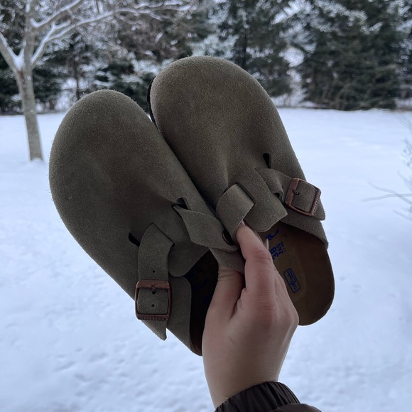 Birkenstock Boston suede mules clogs taupe NWT 38 soft footbed - Picture 8 of 10